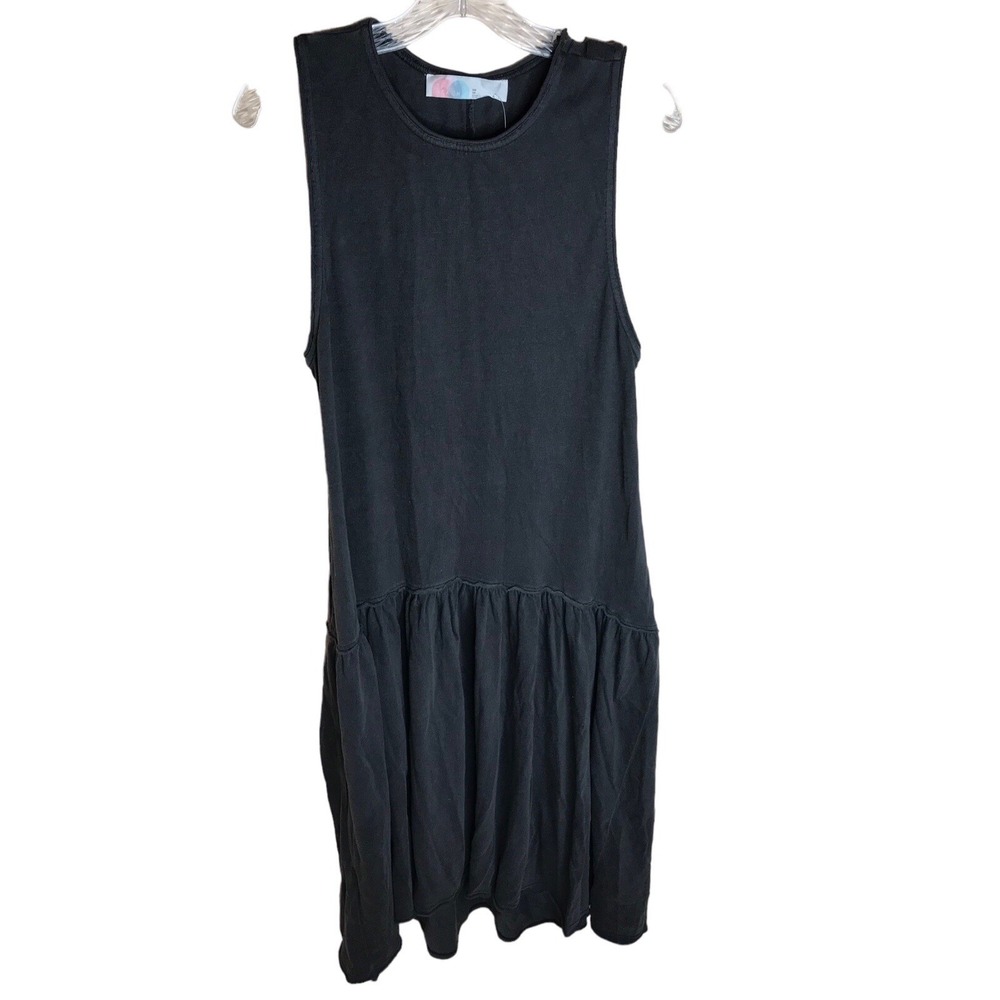 Free People Beach Sleeveless Dress Faded Black Dropped Waist Lagenlook S